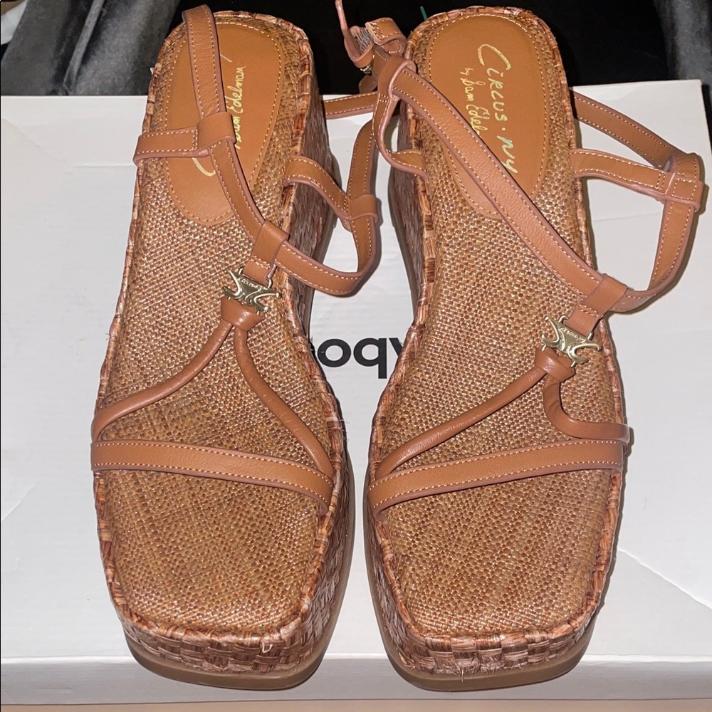 Sam Edelman Circus Chic Brown Wedge Sandals 10